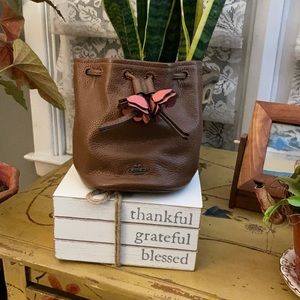 Mini Brown Pebble Leather Coach Bag with Wallet